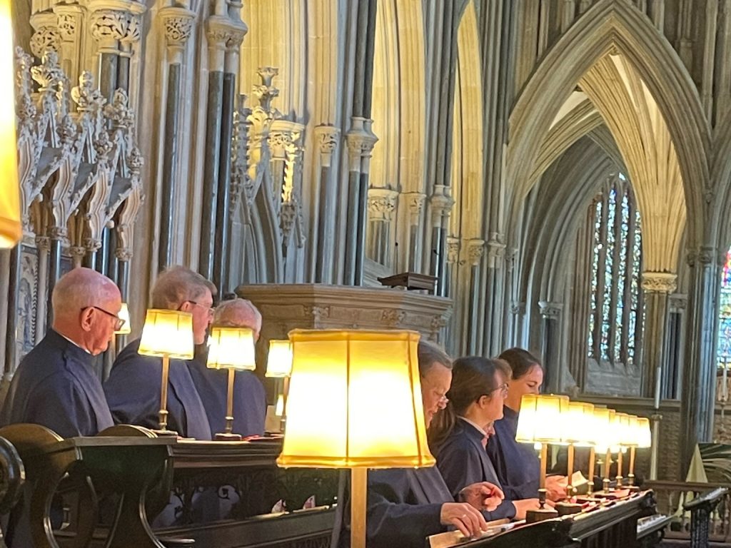Gothic arches enclose the Quire and our Evensong rehearsal